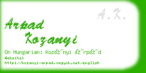 arpad kozanyi business card